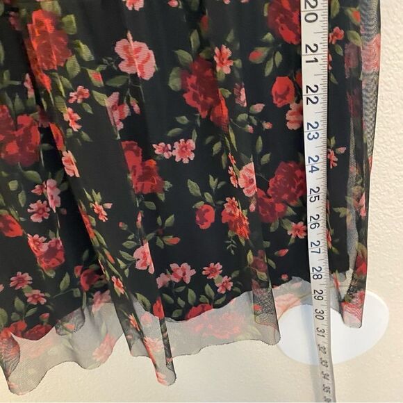 Old Navy long Sleeve stretch soft mesh Tiered Tulle Dress black floral L 10-12 - Picture 6 of 9